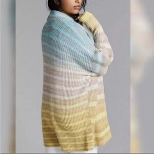 Anthropologie Pilcro Space Dye Rainbow Striped Cardigan Sweater Ombre, Size XS
